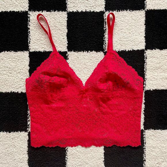 Vintage Victoria’s Secret Red Lace Longline Bralette M - Picture 1 of 4